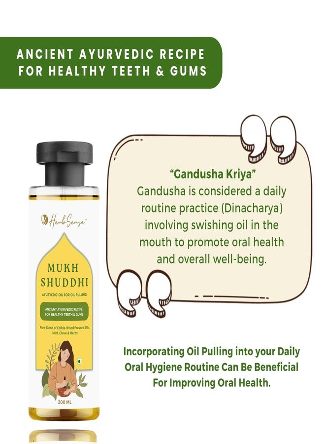 Herbsense Mukh Shuddhi Ayurvedic Oil For Oil Pulling With Pure Coconut & Seasme Oil | Prevents Bad Breath - Enriched with Mint ,Cardomom, Clove & Herbs , Ancient Ayurvedic Recipe For Healthy Teeth & Gums | Natural Mouth Wash 200ml - Image 4
